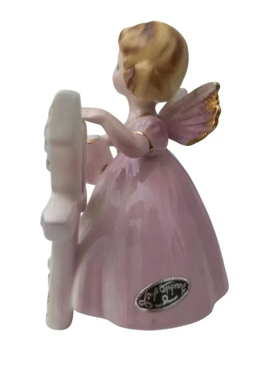 Vintage JOSEF ORIGINALS Porcelain 4th Birthday Angel Figurine Pink Dress - Japan - Picture 2 of 6